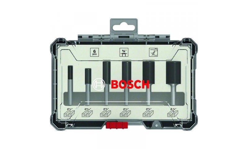 Bosch Router Bit Set 6 pcs Straight 1/4" shank 6-piece Straight Router Bit Set 2607017470