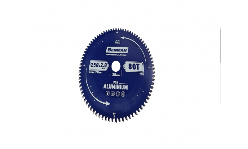 BENMAN 71914 CIRCULAR SAW BLADE MULTI MATERIAL FOR TABLE SAW & MITER SAW 250X2.4MM/30MM 80T
