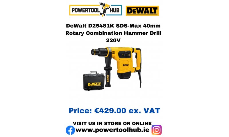 DeWalt D25481K SDS-Max 40mm Rotary Combination Hammer Drill 220V