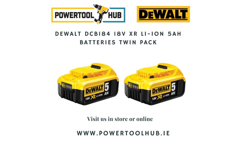 DeWalt DCB184 18V XR Li-Ion 5Ah Batteries Twin Pack