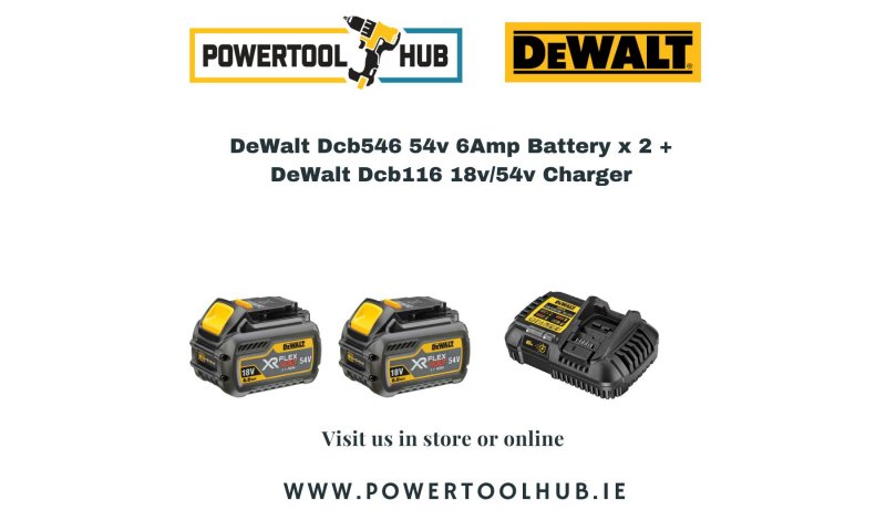 DeWalt Dcb546 54v 6Amp Battery x 2 + DeWalt Dcb116 18v/54v Charger