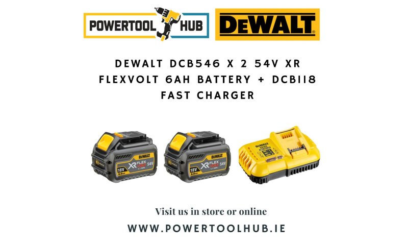 DeWalt DCB546 X 2 54V XR FLEXVOLT 6Ah Battery + DCB118 Fast Charger