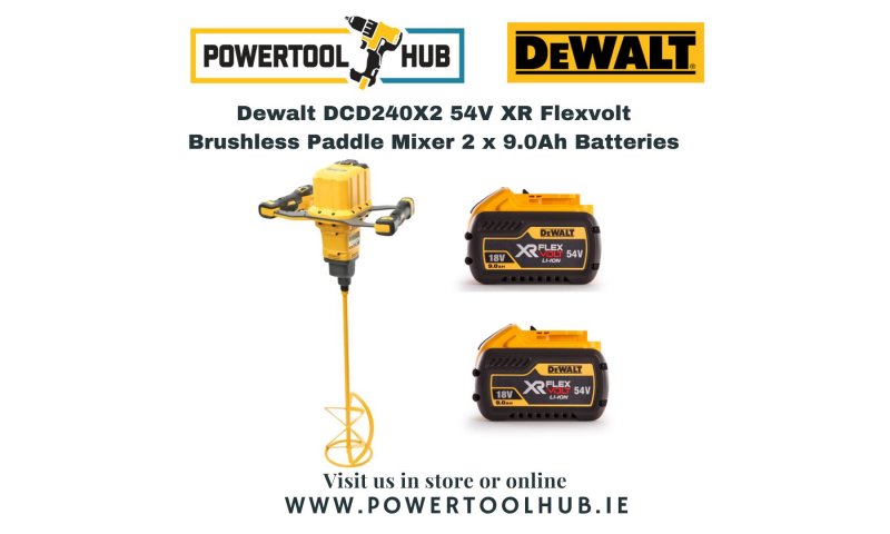 Dewalt DCD240X2 54V XR Flexvolt Brushless Paddle Mixer 2 x 9.0Ah Batteries