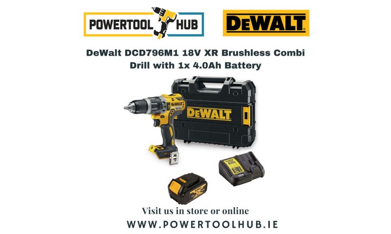 DeWalt DCD796M1 18V XR Brushless Combi Drill with 1x 4.0Ah Battery