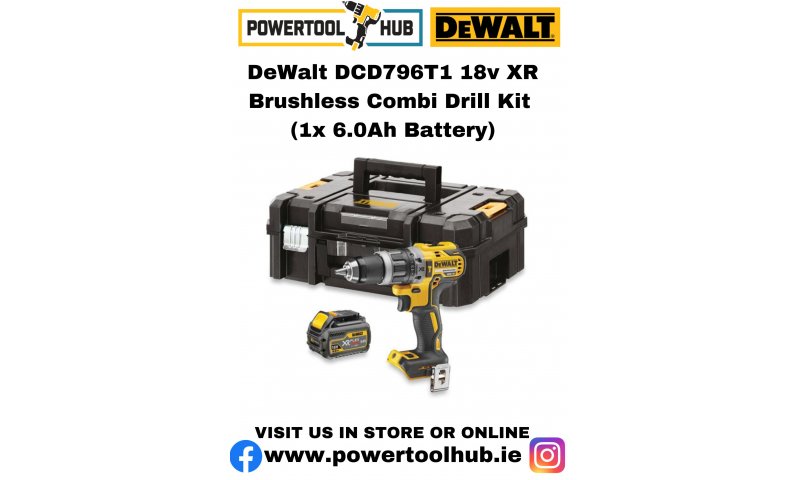 DeWalt DCD796T1 18v XR Brushless Combi Drill Kit (1x 6.0Ah Battery)
