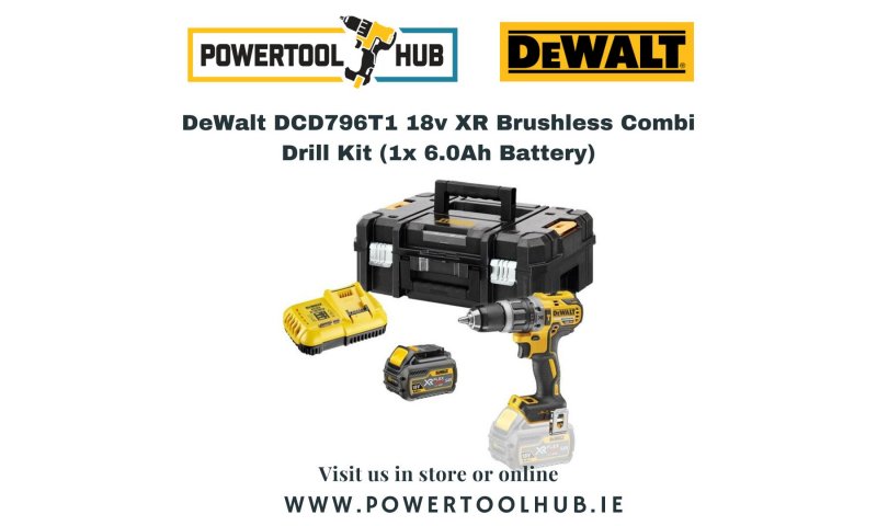 DeWalt DCD796T1 18v XR Brushless Combi Drill Kit (1x 6.0Ah Battery)