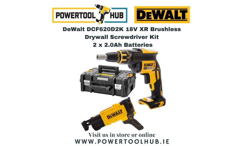 DeWalt DCF620D2K 18V XR Brushless Drywall Screwdriver Kit with 2 x 2.0Ah Batteries