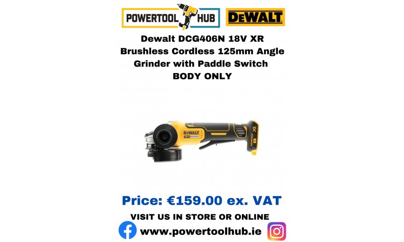 Dewalt DCG406N 18V XR Brushless Cordless 125mm Angle Grinder with Paddle Switch BODY ONLY