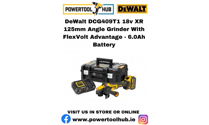 DeWalt DCG409T1 18v XR 125mm Angle Grinder With FlexVolt Advantage - 6.0Ah Battery