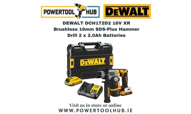 DEWALT DCH172D2 18V XR Brushless 16mm SDS-Plus Hammer Drill 2 x 2.0Ah Batteries