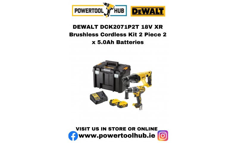DEWALT DCK2071P2T 18V XR Brushless Cordless Kit 2 Piece 2 x 5.0Ah Batteries