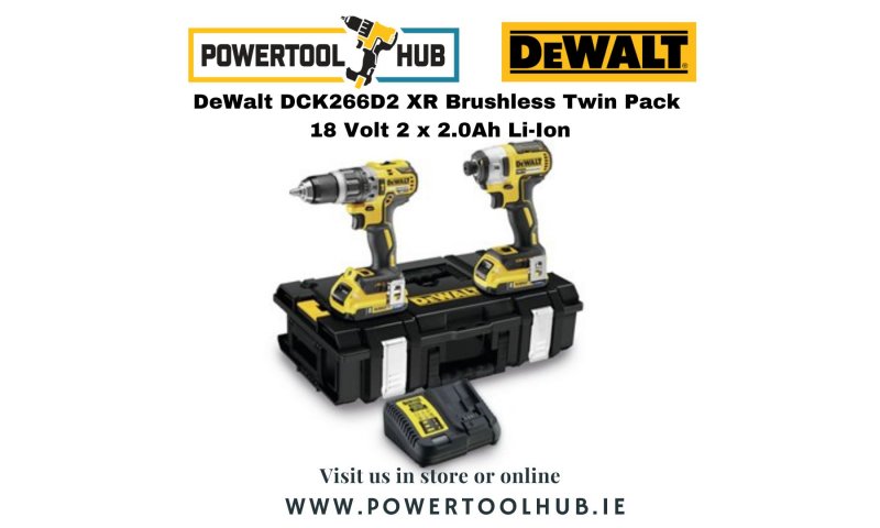 DeWalt DCK266D2 XR Brushless Twin Pack 18 Volt 2 x 2.0Ah Li-Ion