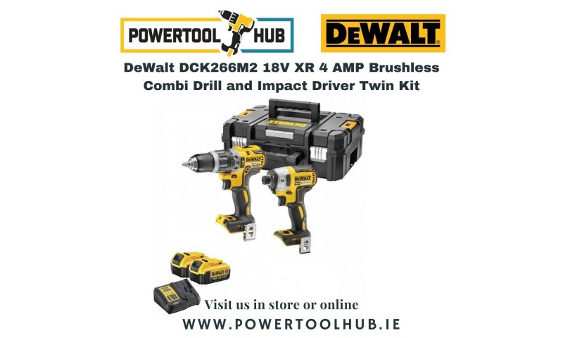 DeWalt DCK266M2 18V XR 4 AMP Brushless Combi Drill and Impact Driver Twin Kit