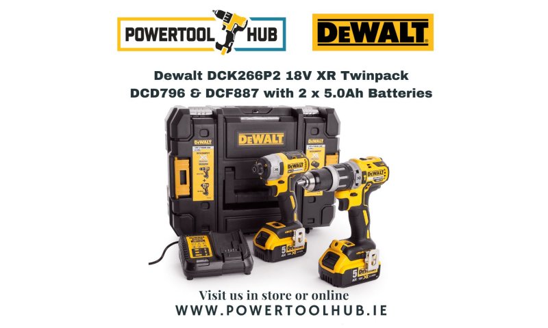 Dewalt DCK266P2 18V XR Twinpack DCD796 & DCF887 with 2 x 5.0Ah Batteries