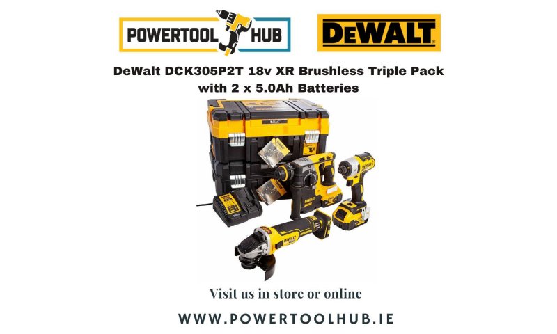 DeWalt DCK305P2T 18v XR Brushless Triple Pack with 2 x 5.0Ah Batteries