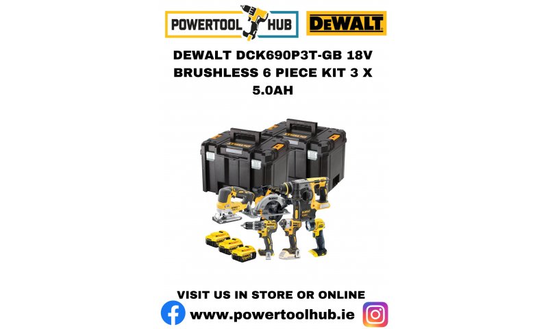 DEWALT DCK690P3T 18V XR Brushless Cordless Kit, 6 Piece, 3 x 5.0Ah Batteries