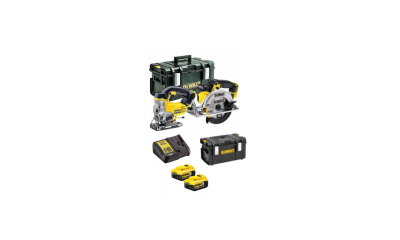 Dewalt DCK201P2 2pc 18V XR Combo Kit Includes DCS391 Circular Saw & DCS331 Jigsaw C/W 2 x 5.0Ah Li-ion Batteries & Charger In DS300 Box