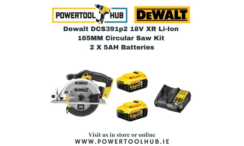 Dewalt DCS391P2 18V XR Li-Ion 165MM Circular Saw Kit (2 X 5AH Batteries)