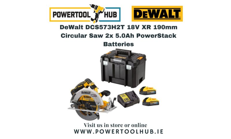 DeWalt DCS573H2T 18V XR 190mm Circular Saw 2x 5.0Ah PowerStack Batteries