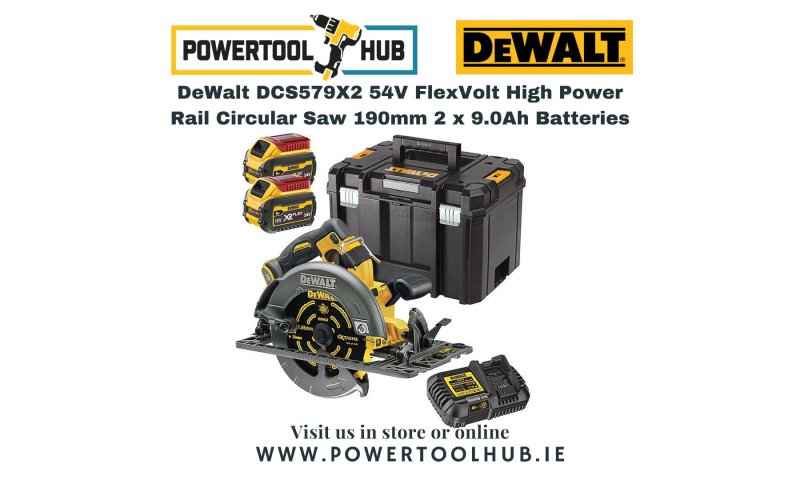DeWalt DCS579X2 54V FlexVolt High Power Rail Circular Saw 190mm 2 x 9.0Ah Batteries