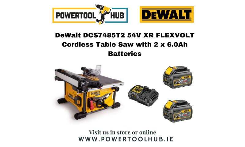 DeWalt DCS7485T2 54V XR FLEXVOLT Cordless Table Saw with 2 x 6.0Ah Batteries