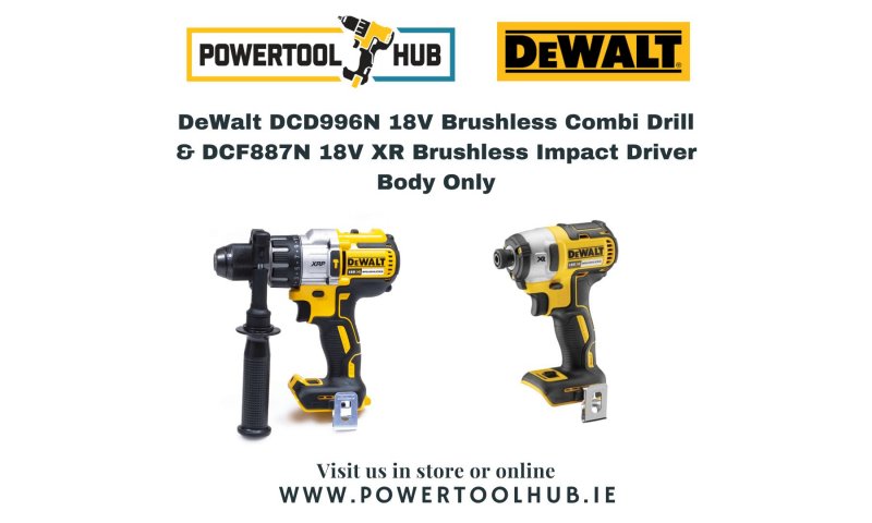 DeWalt DCD996N 18V Brushless Combi Drill & DCF887N 18V XR Brushless Impact Driver Body Only