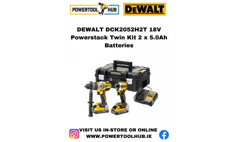 DEWALT DCK2052H2T 18V Powerstack Twin Kit 2 x 5.0Ah Batteries