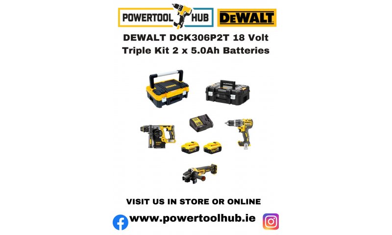 DEWALT DCK306P2T 18 Volt Triple Kit 2 x 5.0Ah Batteries