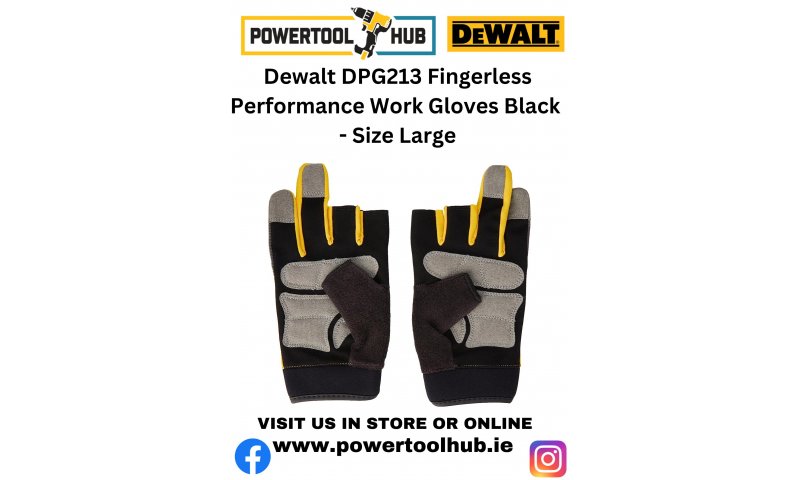 Dewalt DPG214 3 Finger Glove Performance Work Gloves Black - Size Large
