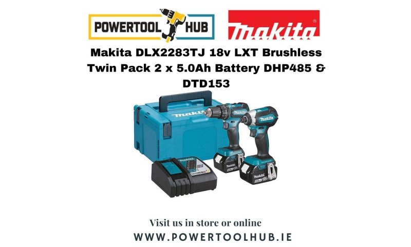 Makita DLX2283TJ 18v LXT Brushless Twin Pack 2 x 5.0Ah Battery DHP485 & DTD153