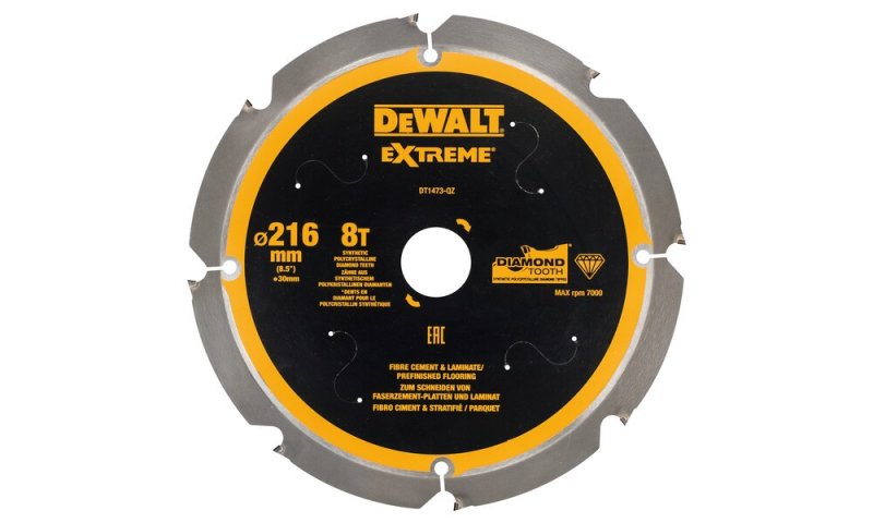 DEWALT DT1473 216x30mm 8T PCD Fibre Cement Blade