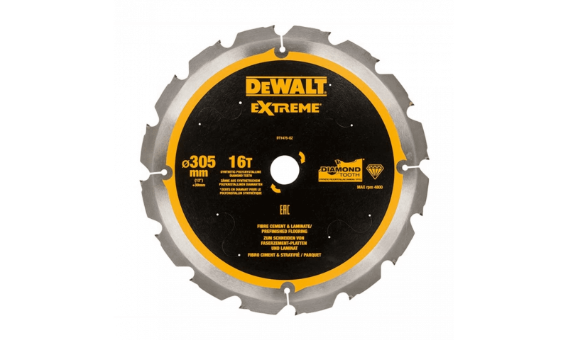 DEWALT DT1475 305x30mm 16T PCD Fibre Cement Blade