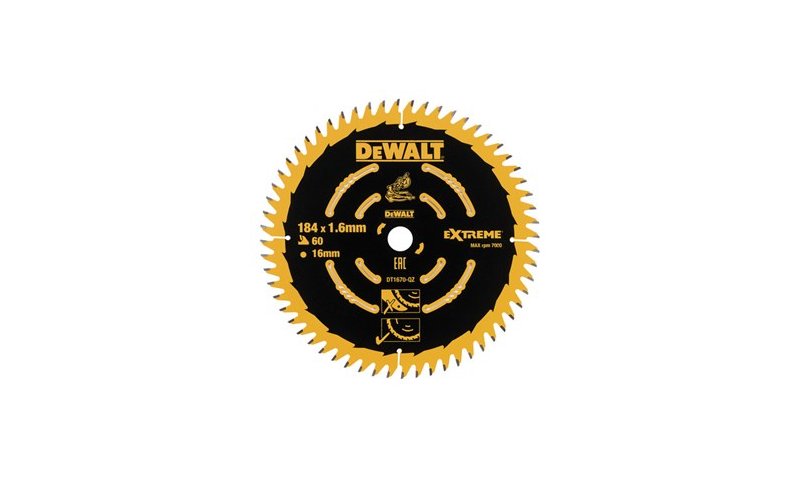 Dewalt Dt1670-qz 184mm x 16mm x 60T Trim Mitre Saw Blade