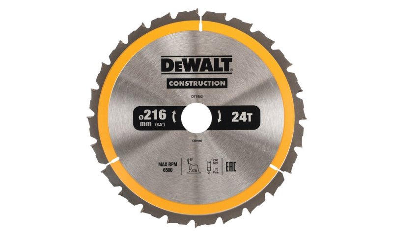 Dewalt DT1952 Circular Saw Blade 216mm x 30mm x 24T