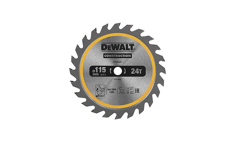 DeWalt DT20420 115 x 9.5mm TCT Saw Blade 24T (Suits DCS571)