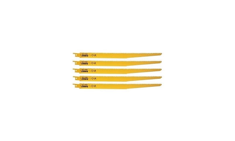 DEWALT 5 PACK 305MM BI-METAL RECIPROCATING SAW BLADES - FOR FAST CUTS IN WOOD WITH NAILS (DT2350-QZ)