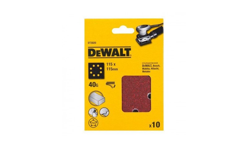 DeWalt DT3020-QZ 1/4 Sheet Sanding Sheets Pre-Punched 40g x 10