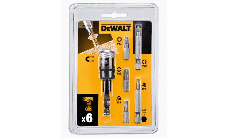 DeWALT 6 Piece Impact Ready Compact Rapid Load Bit Holder and Screwdriver Bit Set - DT71514-QZ