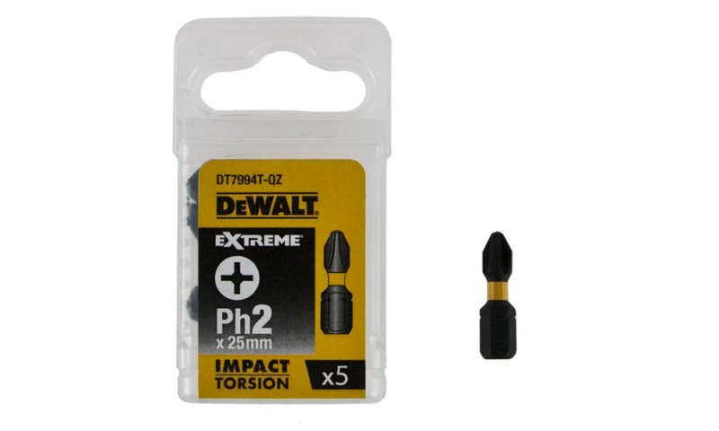 DeWalt DT7994T-QZ Pack of 5 Ph2 x 25mm Impact Torsion Driver Bits