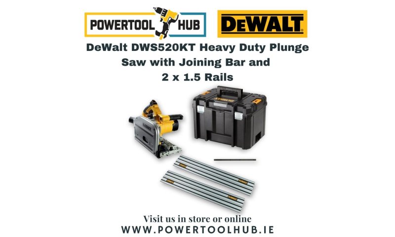 DeWalt DWS520KT 110V Heavy Duty Plunge Saw with  Joining Bar and 2 x 1.5 Rails