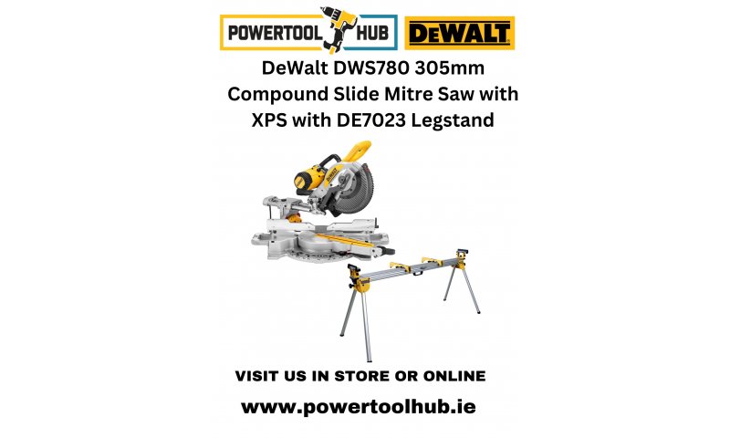 DeWalt DWS780 110V 305mm Compound Slide Mitre Saw with XPS with DE7023 Legstand