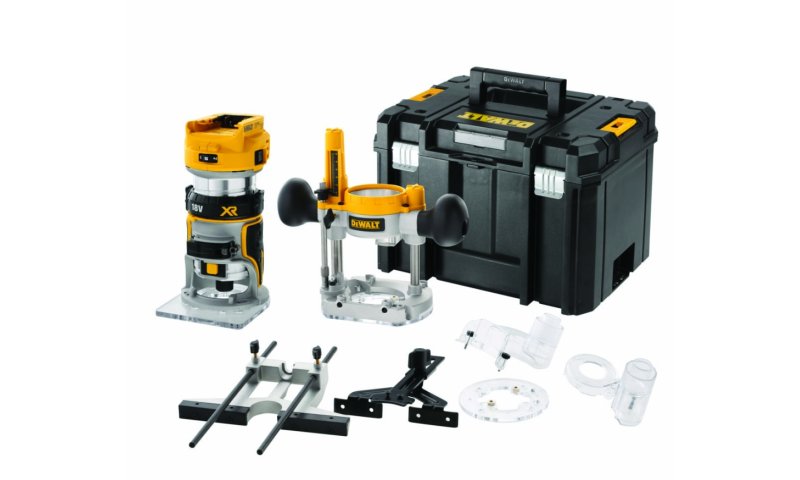 DeWalt DCW604NT-XJ 18v XR Li-ion BL Router/Trimmer Bare Unit with Extra Bases