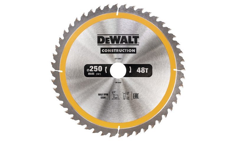 DeWalt DT1957 250x30mm 48T Construction Circular Saw Blade
