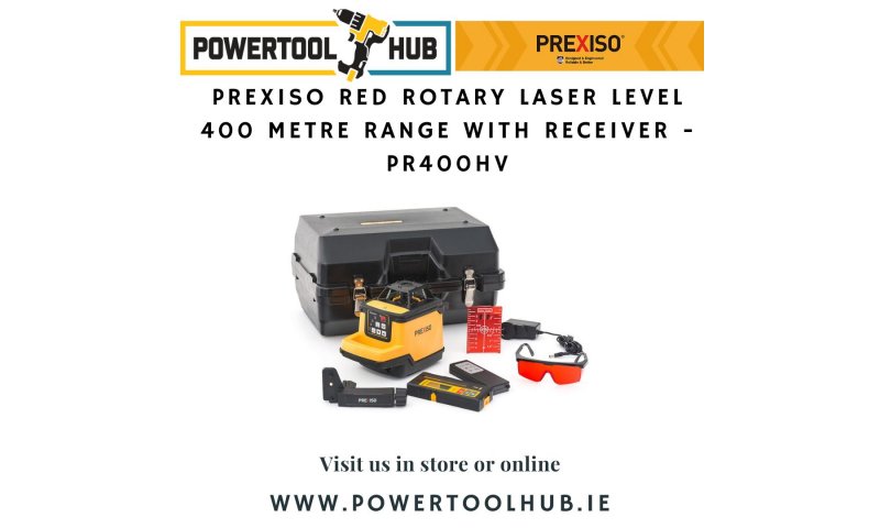 Prexiso Red Rotary Laser Level 400 Metre Range With Receiver - PR400HV
