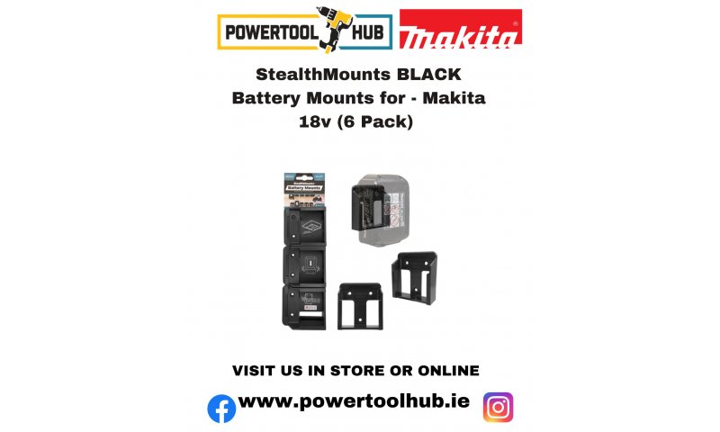 StealthMounts BLACK Battery Mounts for - Makita 18v (6 Pack) BM-MK18-6