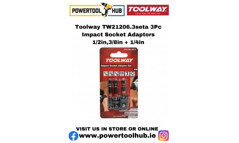 Toolway TW21206.3seta 3Pc Impact Socket Adaptors 1/2in,3/8in + 1/4in