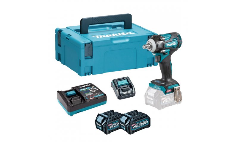 Makita 40V Max XGT Brushless 1/2″ Impact Wrench with 2 x 2.5Ah Batteries and Charger with ADP10 Adapter in a Makpac Case Tw004gd203