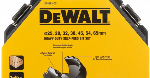 Dewalt Dt4593 Qz Self Feed Wood Drill Bit Set 25 65mm 8pc