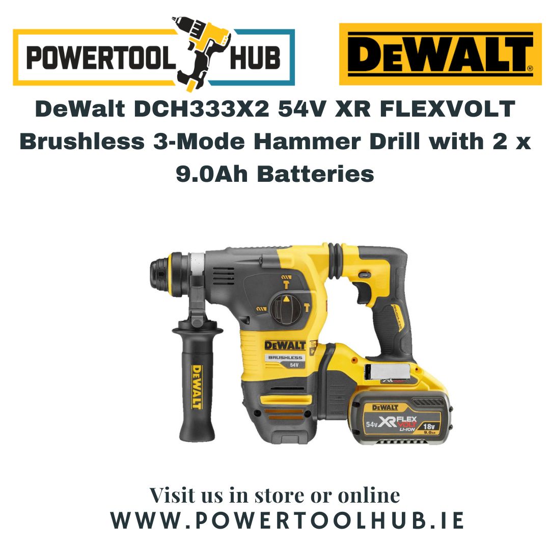 DCH333X2 54V XR FLEXVOLT 3-Mode Hammer Drill with 2 x 9.0Ah Batteries
