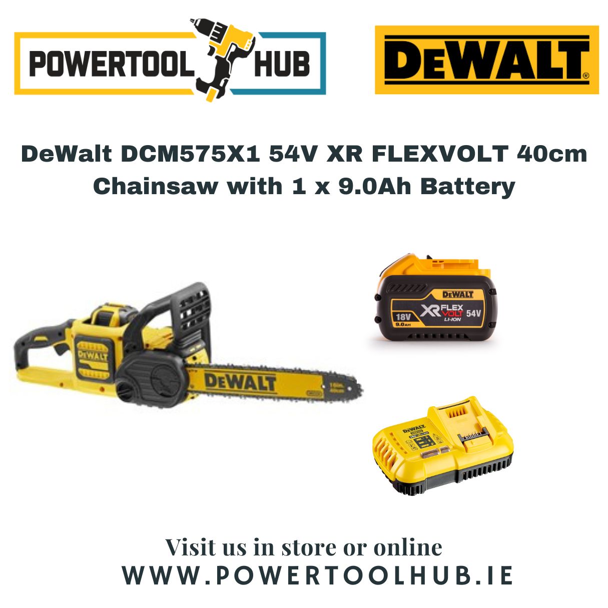 Dewalt 54 Volt Flexvolt Chainsaw, 1 9.0Ah Batteries